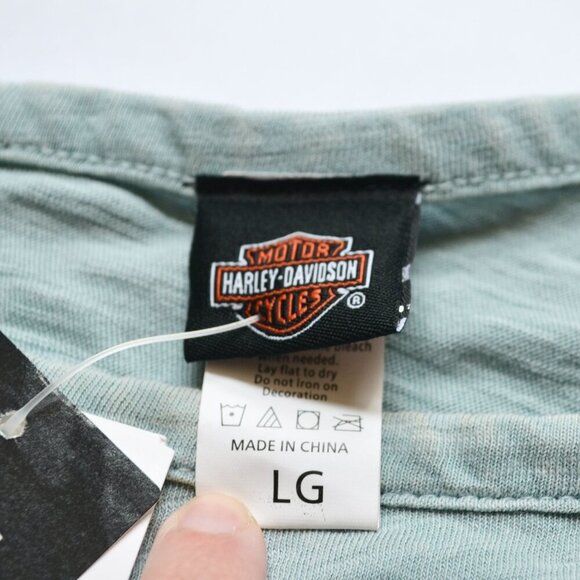 Harley Davidson Women's Teal Blue Slashed Tank Large New - Picture 4 of 7